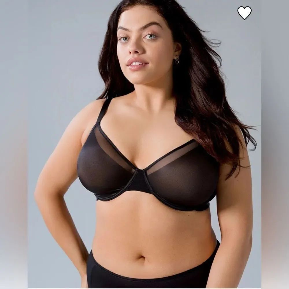 Soma unbelievable lift perfect coverage unlined Sheer Black Underwire Bra Sz36D